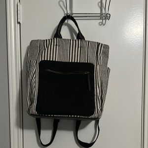 Universal Thread Striped Black & White Backpack, outside pockets, laptop section